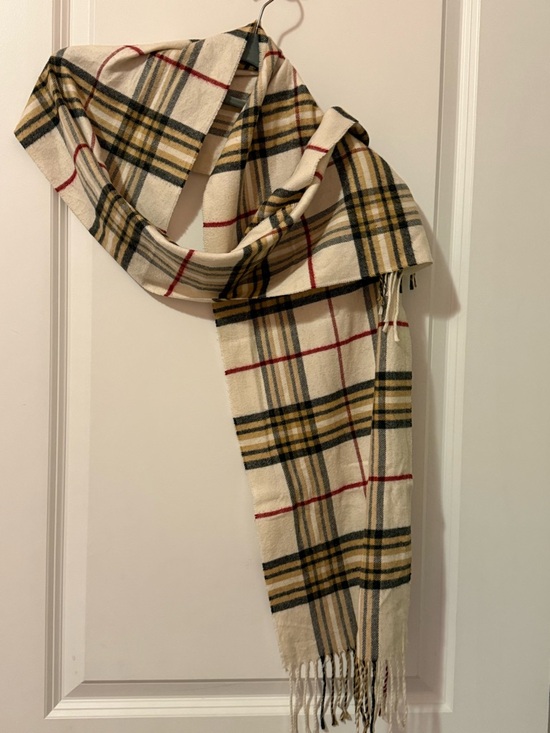 Burberry Accessories - Burberry Cream Plaid Classic Check Scarf with Red Accents 100% lambswool